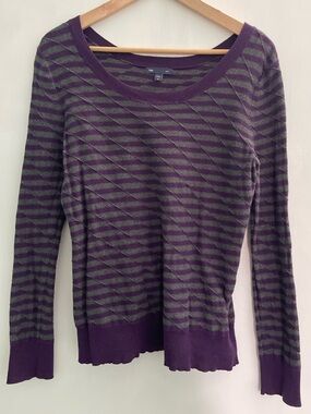Gap Purple & Grey Striped Lightweight Sweater